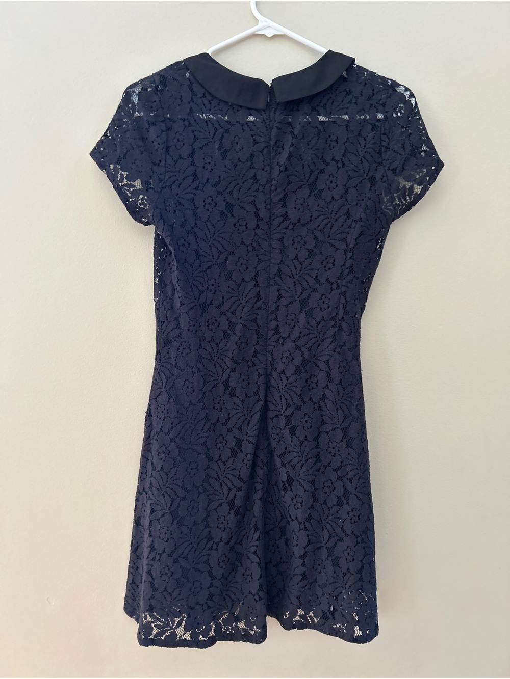 Forever 21 Navy Lace Fit-and-Flare Dress with Peter Pan Collar